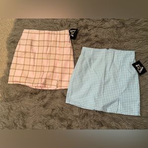 New Art Class skirt lot of 2 size 10/12 Large blue pink plaid